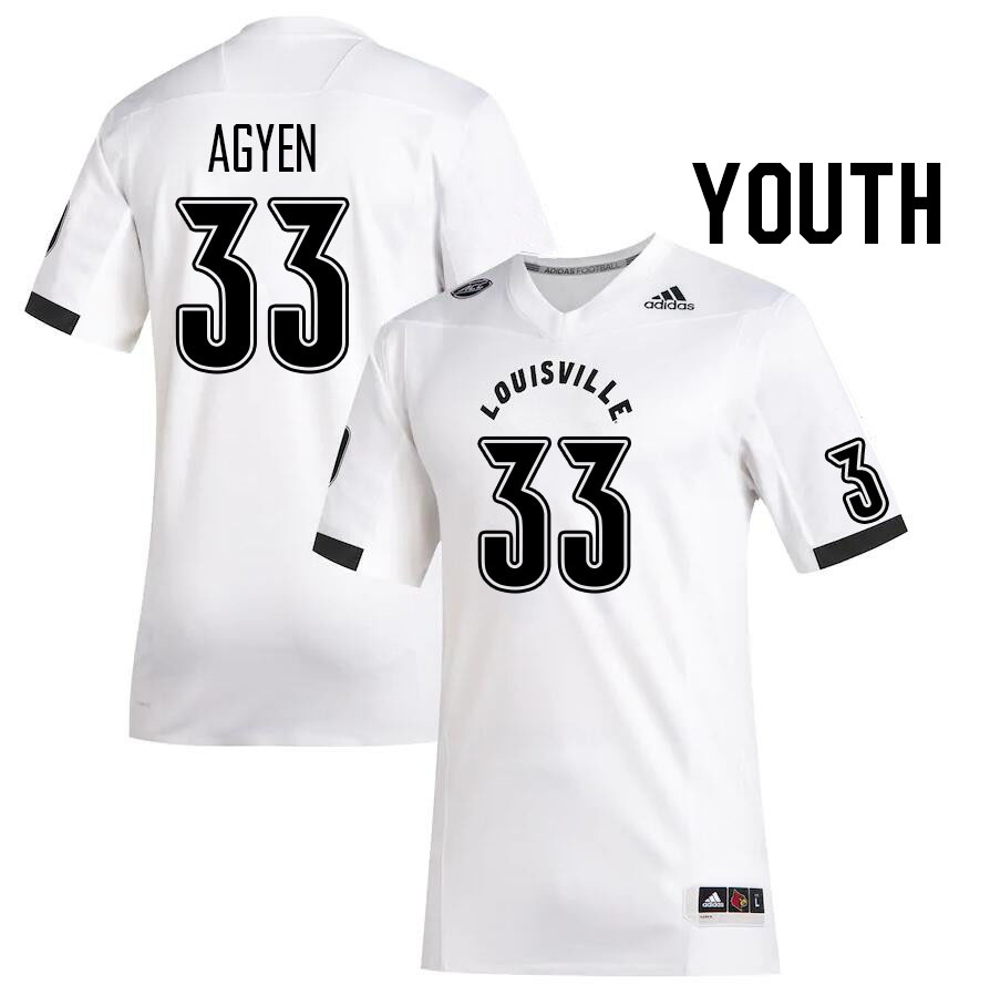 Youth #33 Mario Agyen Louisville Cardinals College Football Jerseys Stitched Sale-White - Click Image to Close